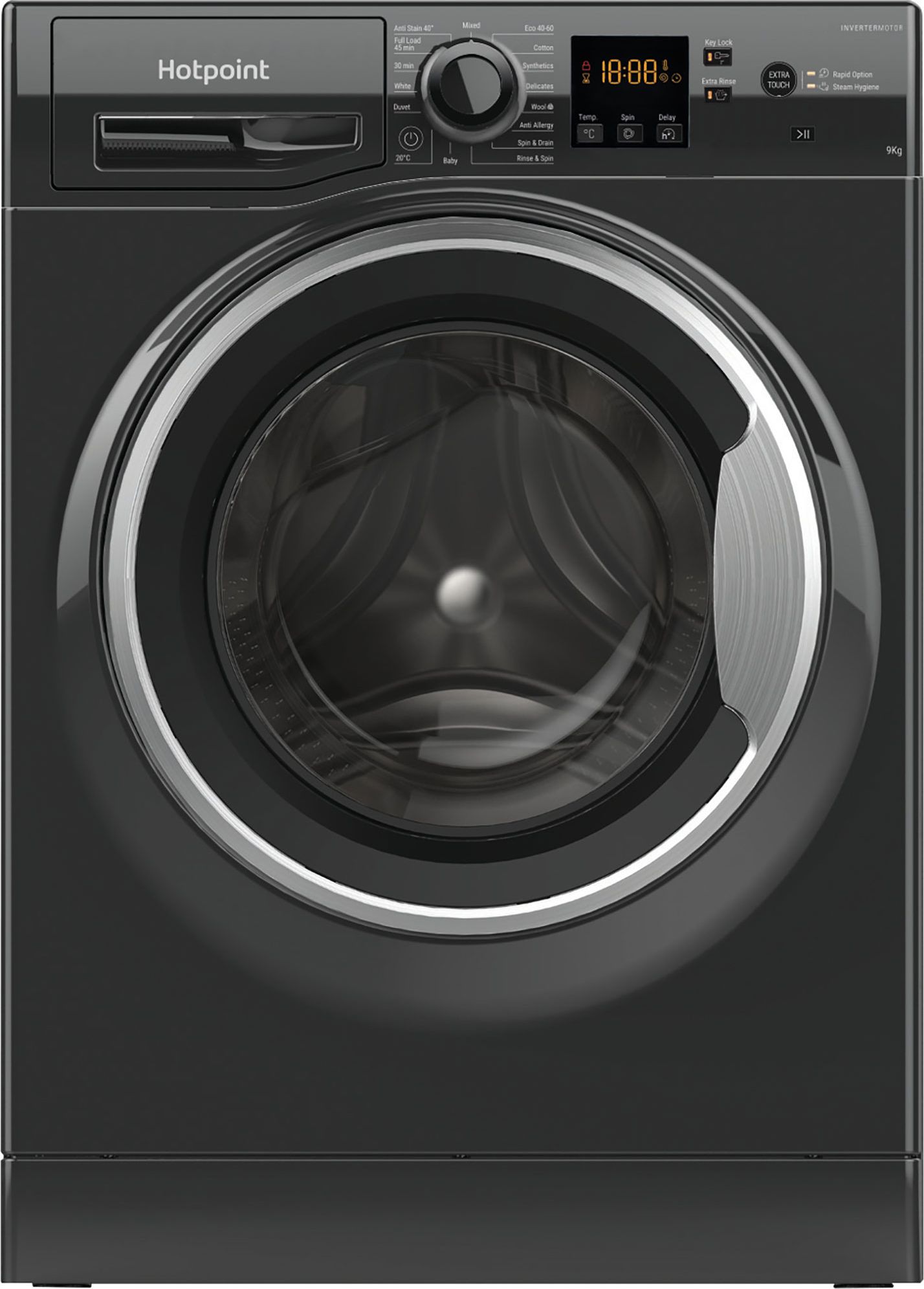 Hotpoint NSWM 946 BS UK 9kg Washing Machine with 1400 rpm - Black - A Rated, Black